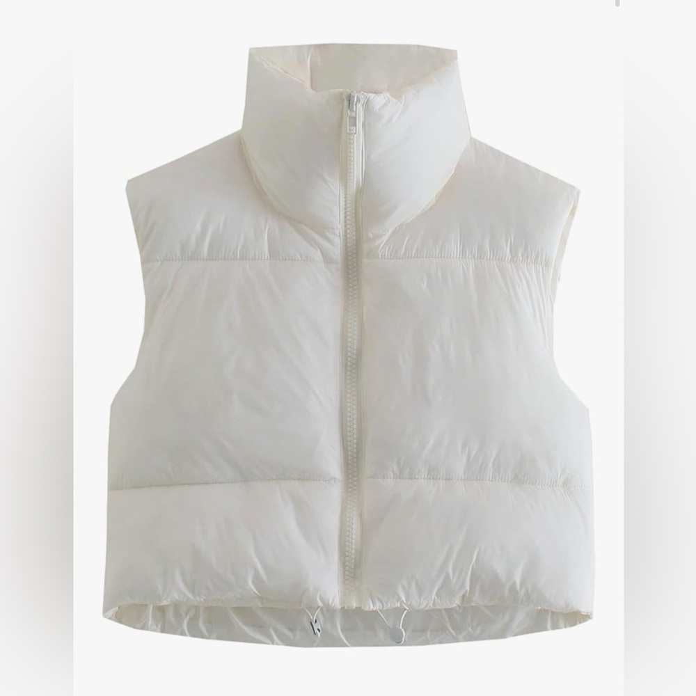 Cropped Puffer Jacket in White size Extra Large